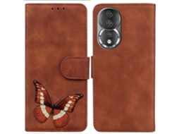 Capa Borboleta Toque Confortável Cartões Pulseira Proteção para Honor, Huawei Honor 80 HONGWE. Pele Castanho