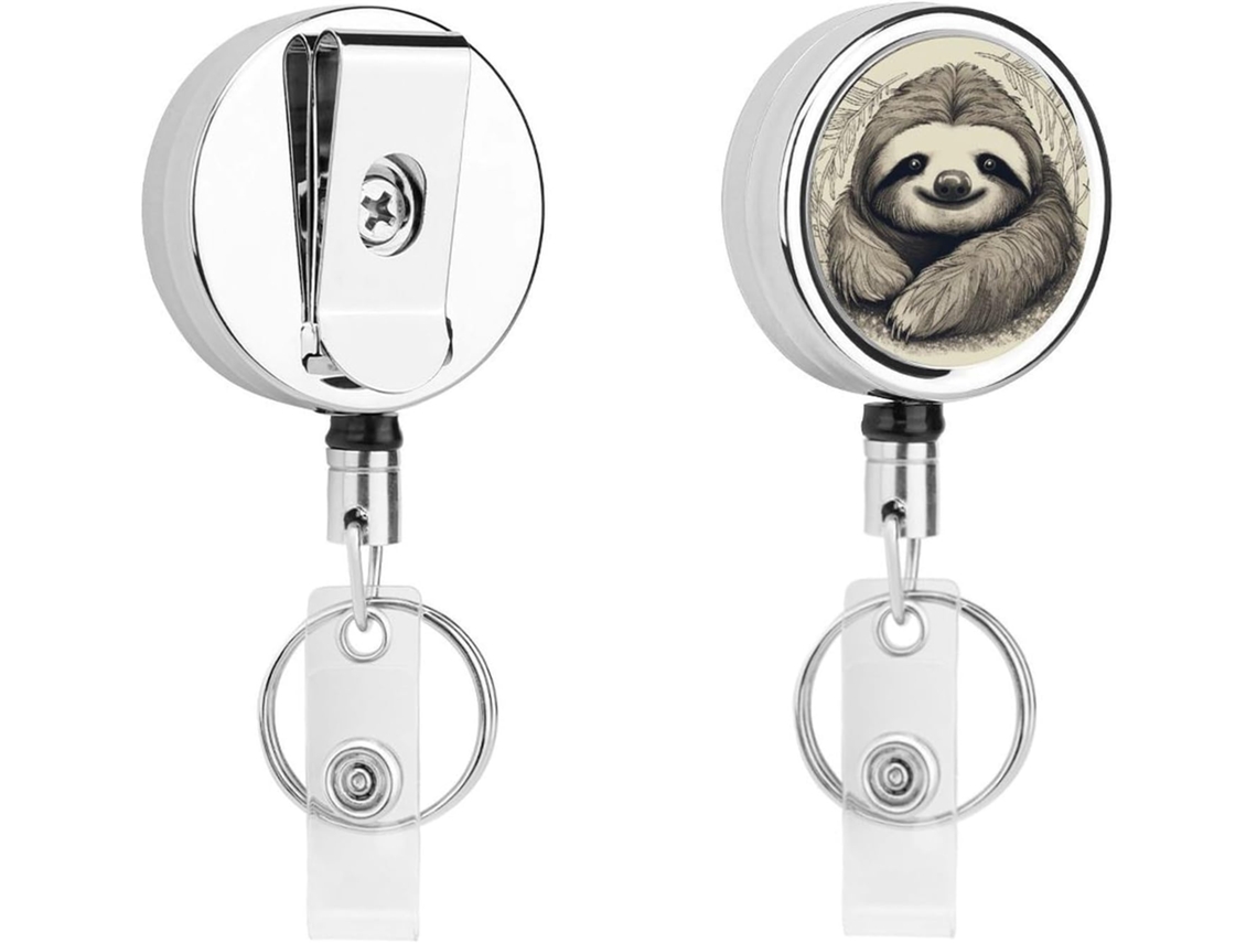Porta Crachá My Spirit Sloth, Porta Crachá Retrátil De Metal Resistente E Moderno, Chaveiro Divertido Com Cordão De