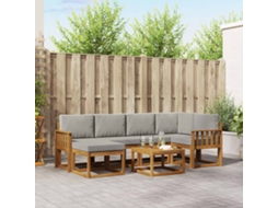 Vidaxl Conjunto De Sofás Para Exterior 7 Unid. Cinza Natural E Claro