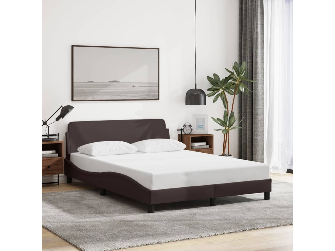 Estrutura De Cama Sem Colchão 120x200 Cm Tecido Castanho-escuro
