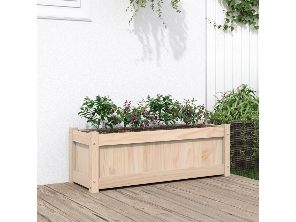 Vidaxl Vaso/floreira De Jardim 90x31x31 Cm Madeira De Pinho Maciça
