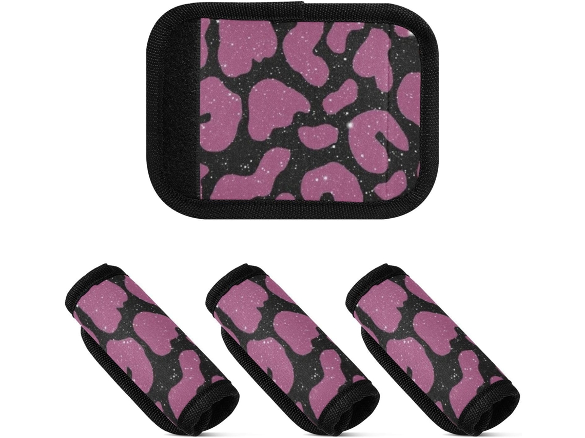 Conjunto De 4 Fitas Identificação Bagagem Em Poliéster Com Estampa Leopardo Tom Pêssego