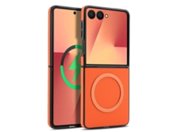 Capa Magnética Para Samsung Galaxy Z Flip8, Capa Protetora De Fibra De Carbono À Prova De Quedas Gertiz (laranja)