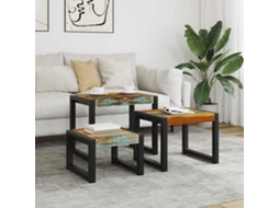 Vidaxl Mesas De Encastrar 3 Pcs Madeira Reciclada