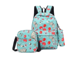 Mochila De Lona Com Estampa Retrô, Conjunto De Três Peças, Estilo Urso, 19 Polegadas