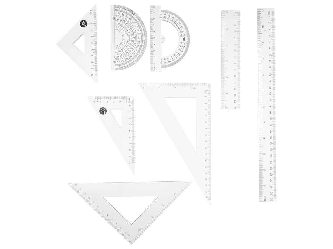 Conjunto de 8 réguas triangulares Nolitoy com peças de transferência para estudantes, réguas geométricas de plástico.