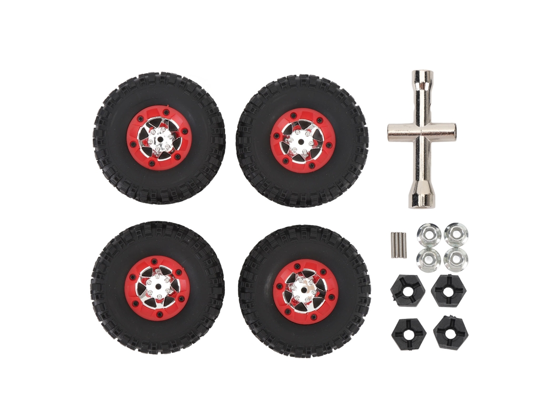 Mali conjunto de 4 Rodas com Parafuso e Haste para Carro Rc Wltoys 12423 12427 12428 124006