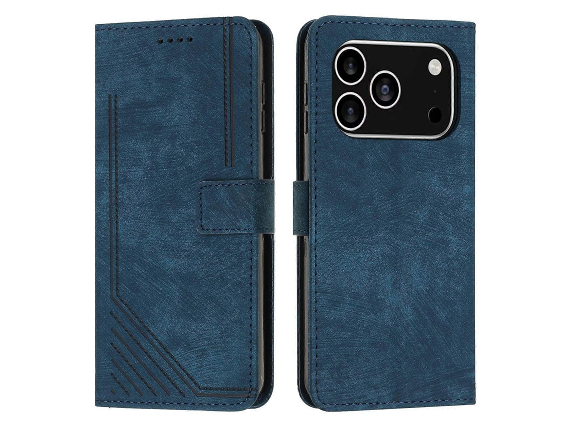 Capa De Couro Com Linhas Impressas Para Iphone 17 Pro