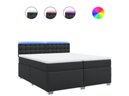 Box Spring Bed, Box Spring Beds Vidaxl Preto Couro Artificial (200 X 200 Cm)