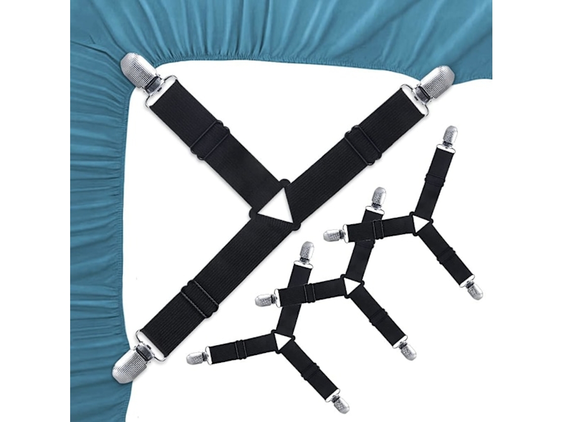 Lurelia Fivelas Para Lençol 4 Peças Nylon Metal Ajustável Elástico Triângulo Resistente Colcha Colchão Sofá