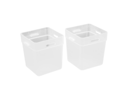 2 Caixas de Armazenamento de Escritório Branco Mate Empilháveis e Combináveis para Meias, Roupa Interior e Pequenos Artigos