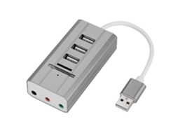 Cartão De Som Usb Externo All In One Hub Leitor De Cartões Adaptador Interface De Áudio Cinza