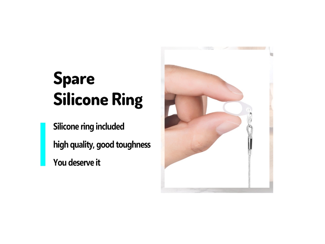 Corda Anti perda Portátil para Aparelho Auditivo com Anéis de Silicone e Clip