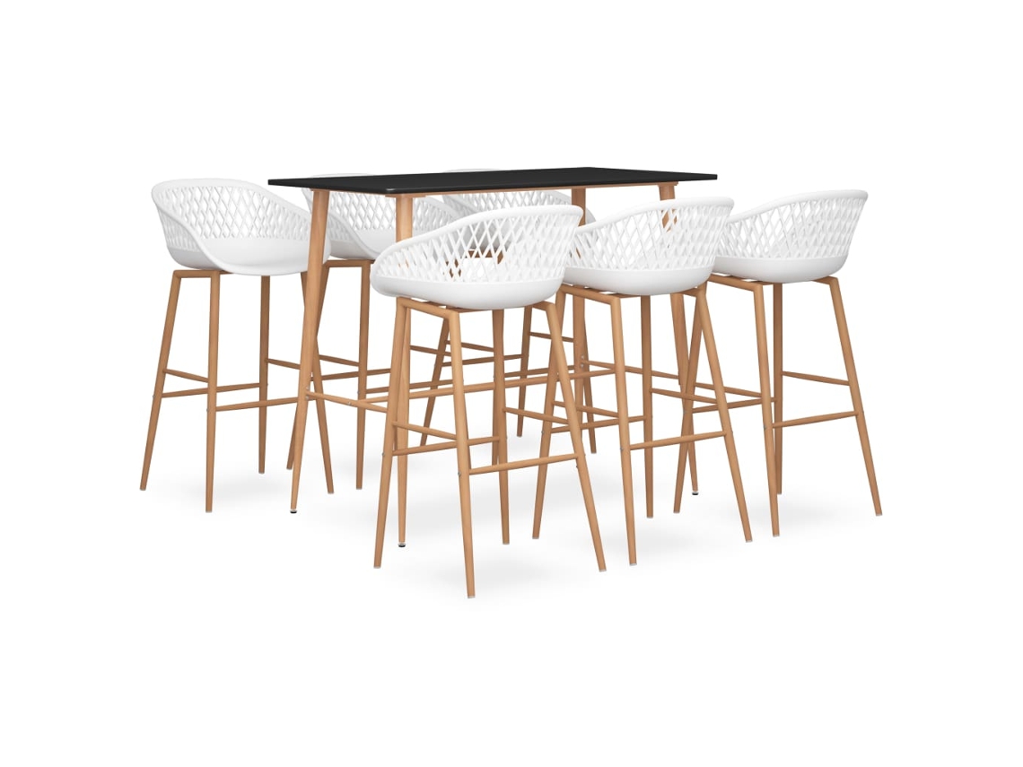 Vidaxl 7 Pcs Conjunto De Bar Preto E Branco