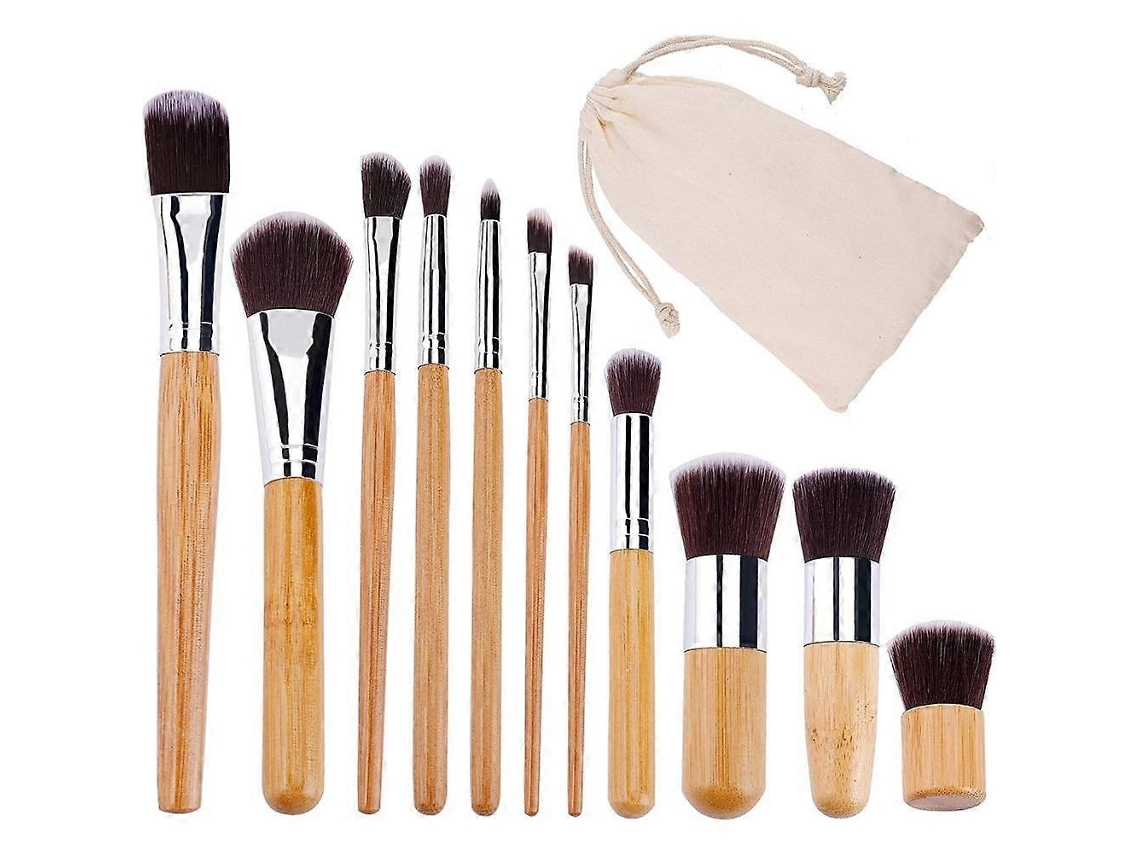 Conjunto De Pincéis De Maquiagem De Bambu Natural, Pincéis Macios Para Pós, Cremes E Cosméticos. Everley891