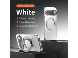Capa Magnética Para Celular Com Proteção 360°capa Eletrogalvanizada Com Suporte Giratório Na Cor Branca Pena Para Google Pixel 10 Pro