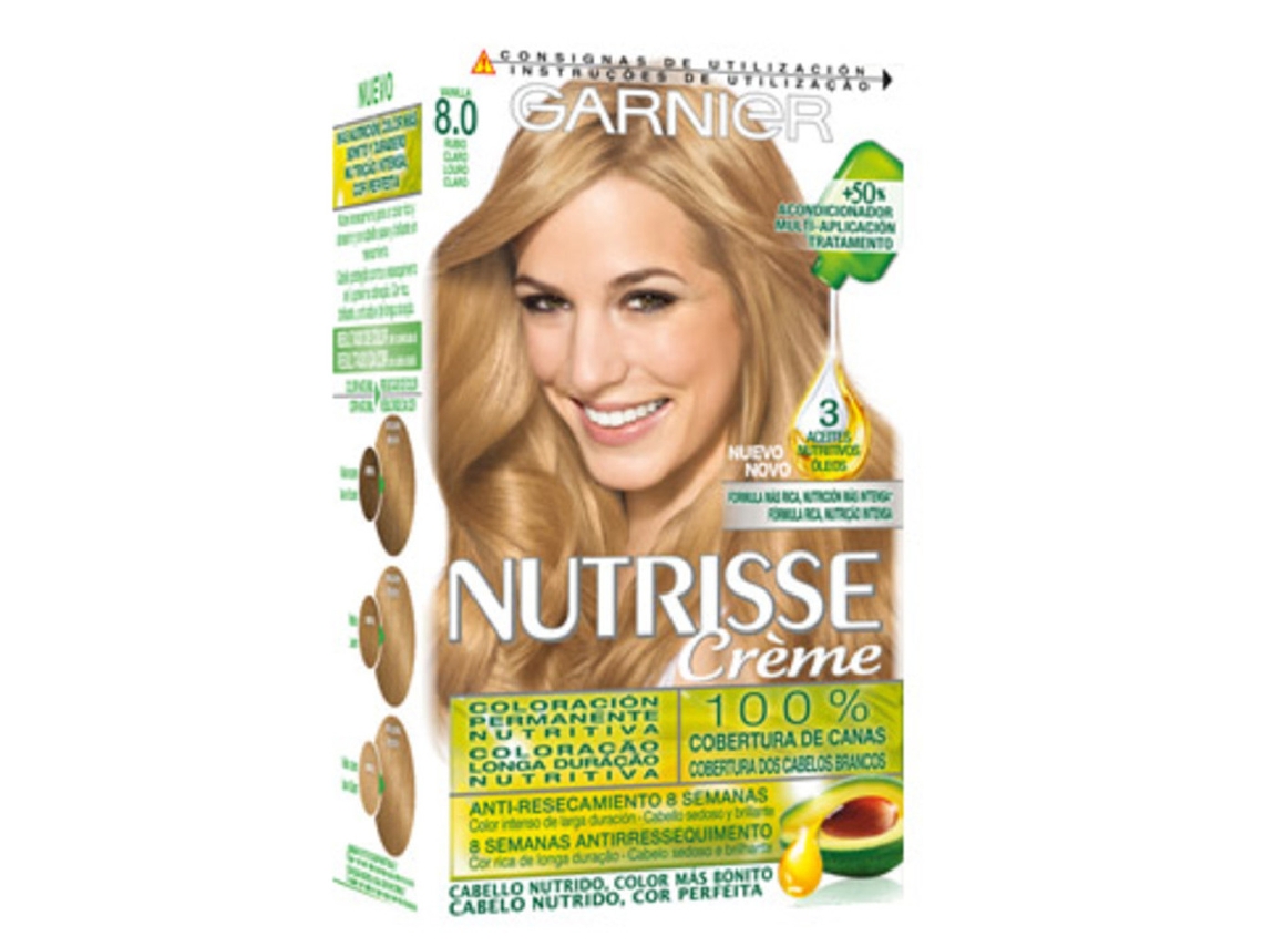Coloração Permanente Nutrisse Creme Louro Claro 8.0 GARNIER emb. 1 un