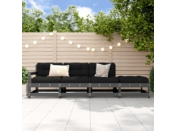 Vidaxl 4 Pcs Conjunto Lounge De Jardim Madeira De Pinho Maciça Cinza