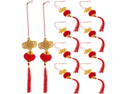 Enfeites Vermelhos Pendurar Chinês 10 Peças Borlas Lanternas Tradicionais Chinesas Decoração Festival GOKOCO