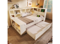 Cama Solteiro 90x190 Com Cama Puxada Gavetas Usb/type-c Branco