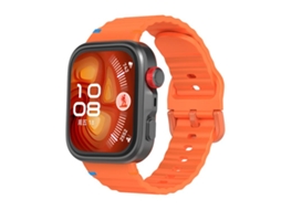Bracelete Para Huawei Watch Fit 4 Pro / Fit 4 / Fit 3 - Silicone - Textura Ondulada - Fivela Colorida Costurada Laranja
