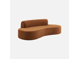 Sofá Com Linhas Curvas Em Tecido De Chenille, 3 Lugares, Terracota