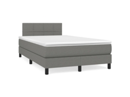 Cama Box Spring C/ Colchão E Led 120x190 Cm Tecido Cinza-escuro
