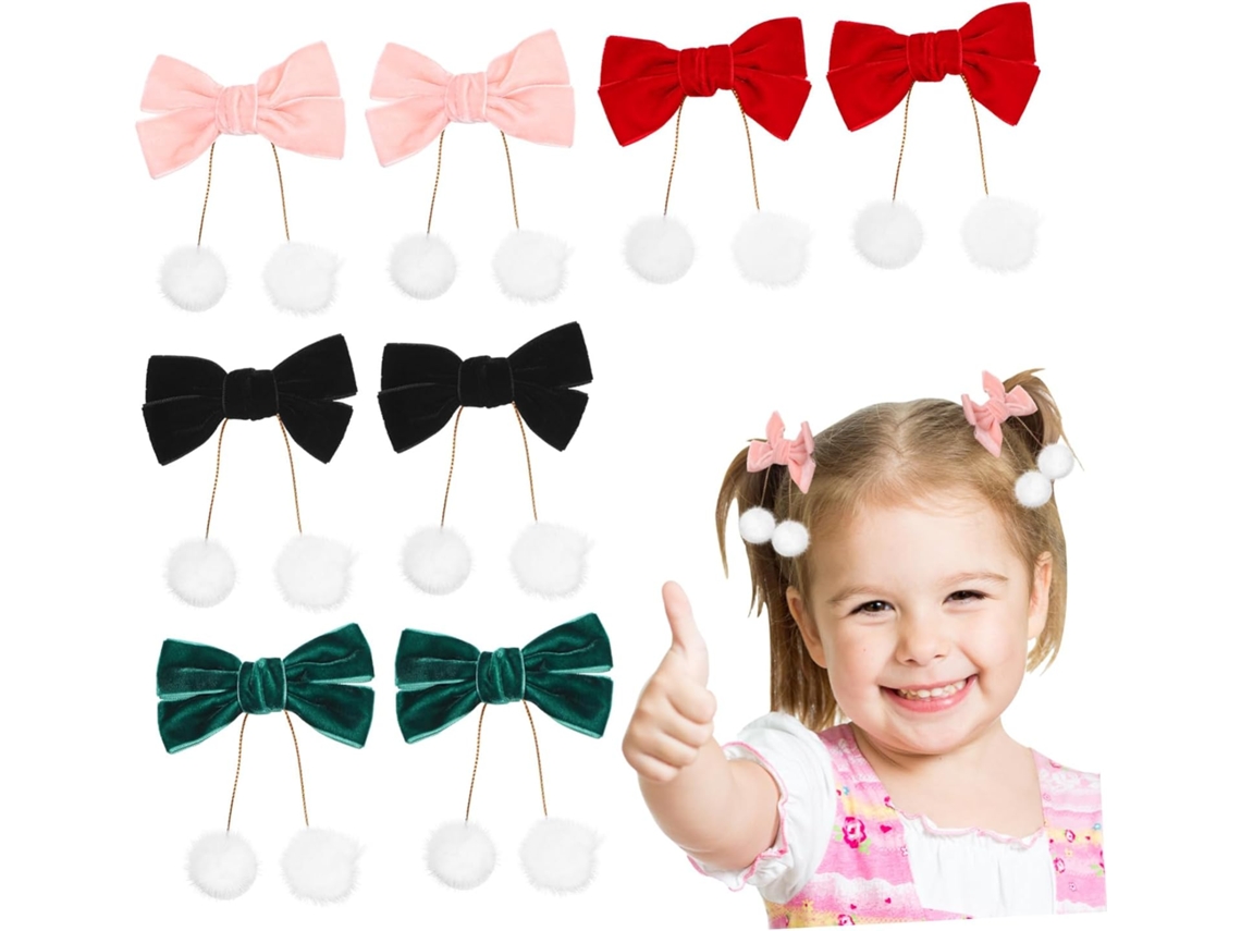 Laços De Cabelo De Veludo, 4 Pares, Presilhas Pequenas Multicoloridas (vermelho, Rosa, Verde, Preto)