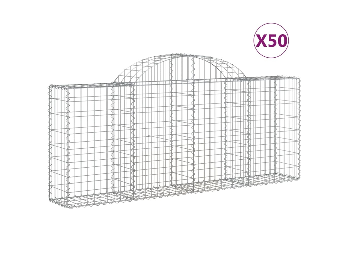Gabion Basket, Gabion Baskets Vidaxl Prateado Ferro (200 X 30 X 80/100 Cm)