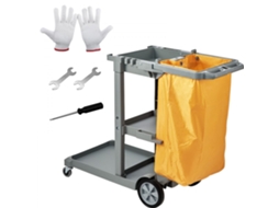 Carrinho De Limpeza Profissional Com 3 Prateleiras, Suporte Para Mopas, Rodas 360° E Estrutura Robusta Tekmaquinas