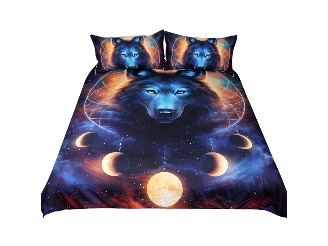 2026 3 Peças/conjunto Fundo Nórdico de Edredón Cubrecolchones Padrão Lua Caçador de Sonhos Estilo Vintage Conjunto de Cama (au Single)