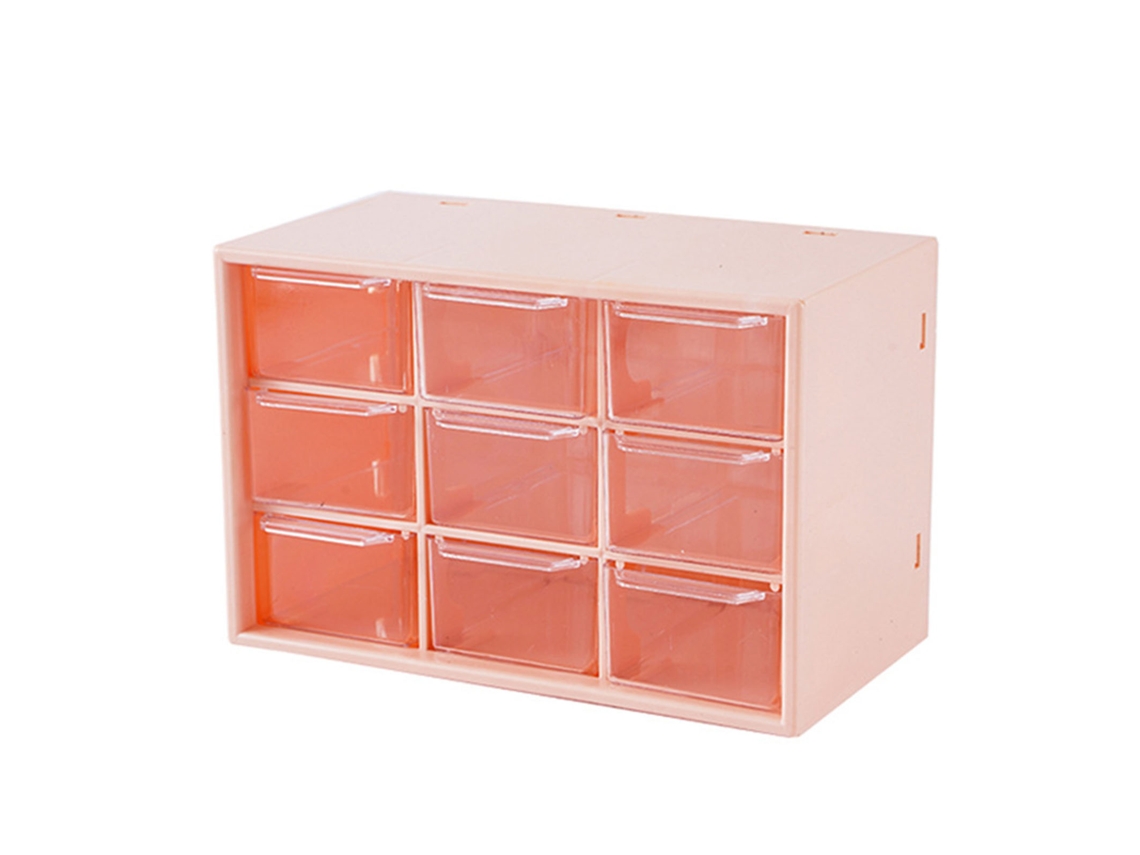 Organizador de mesa com 9 compartimentos rosa S/MARCA