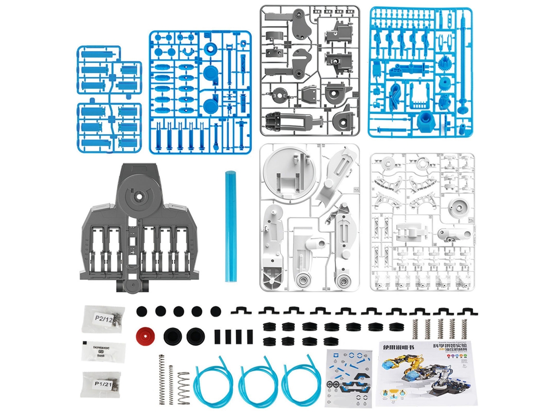 Mali conjunto de Braço Robótico Hidráulico Diy para Crianças Brinquedo de Montagem Manual Azul 8+