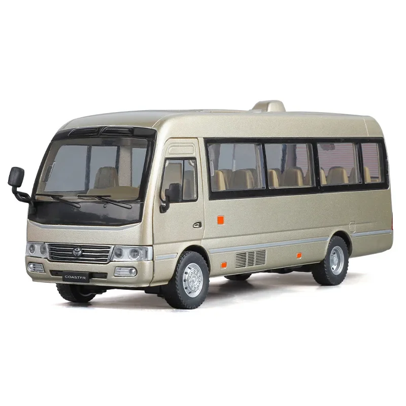 (dourado) Escala 1:24 - Ônibus Em Miniatura De Metal Fundido, Com Deslizamento Livre, Portas Que Podem Ser Abertas, Efeitos Sonoros E Luminosos.