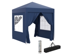 Tenda Dobrável 2x2 M Com 4 Paredes, 2 Portas E 2 Janelas, Tecido Oxford, Bolsa De Transporte, Ideal Para Jardim E Camping, Azul