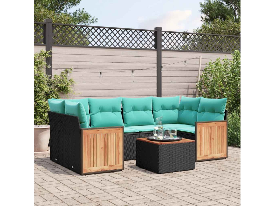 Conjunto de Jantar para Jardim com 7 Peças em Madeira de Acácia Maciça 150x200 cm VIDAXL