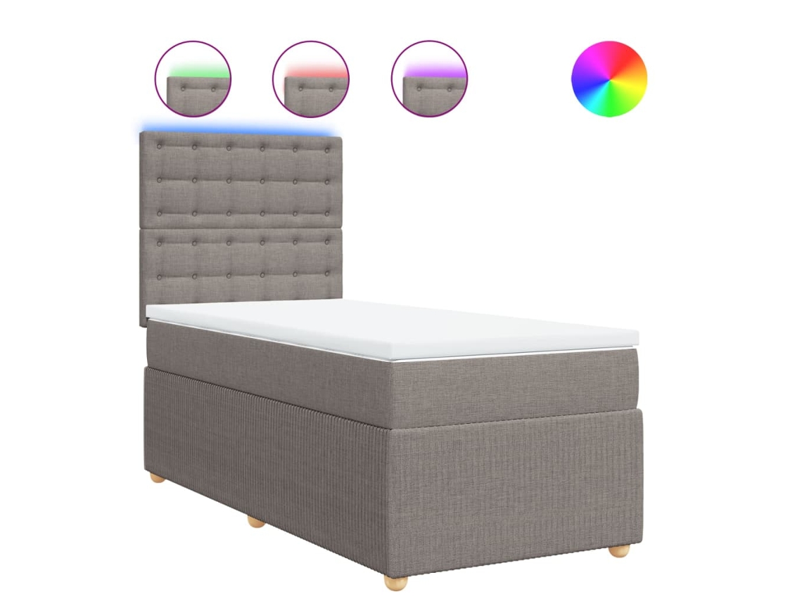 Box Spring Bed, Box Spring Beds Vidaxl Cinzento-acastanhado Tecido (90 X 190 Cm)