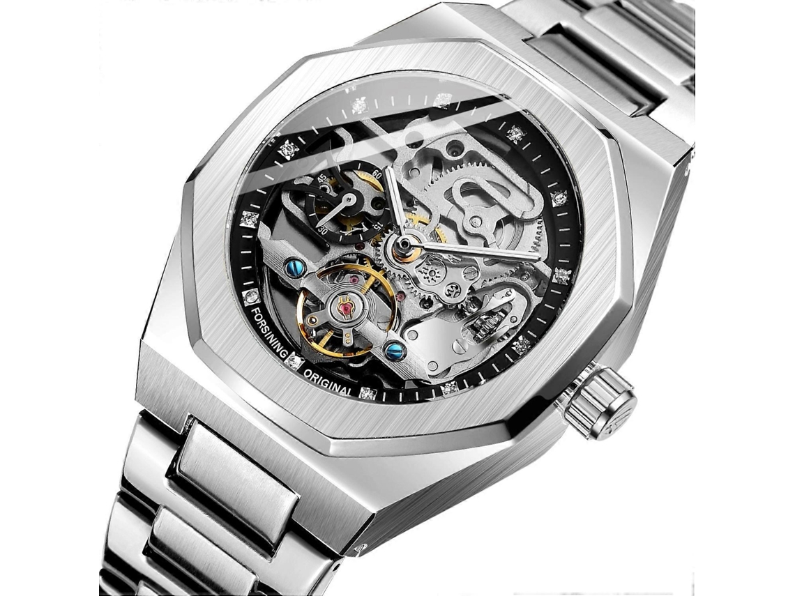 Relógio Masculino Automático Mecânico Totalmente Automático Forsining F980 Luminous Three Eye Six Shot Weekly Com Pulseira De Aço.