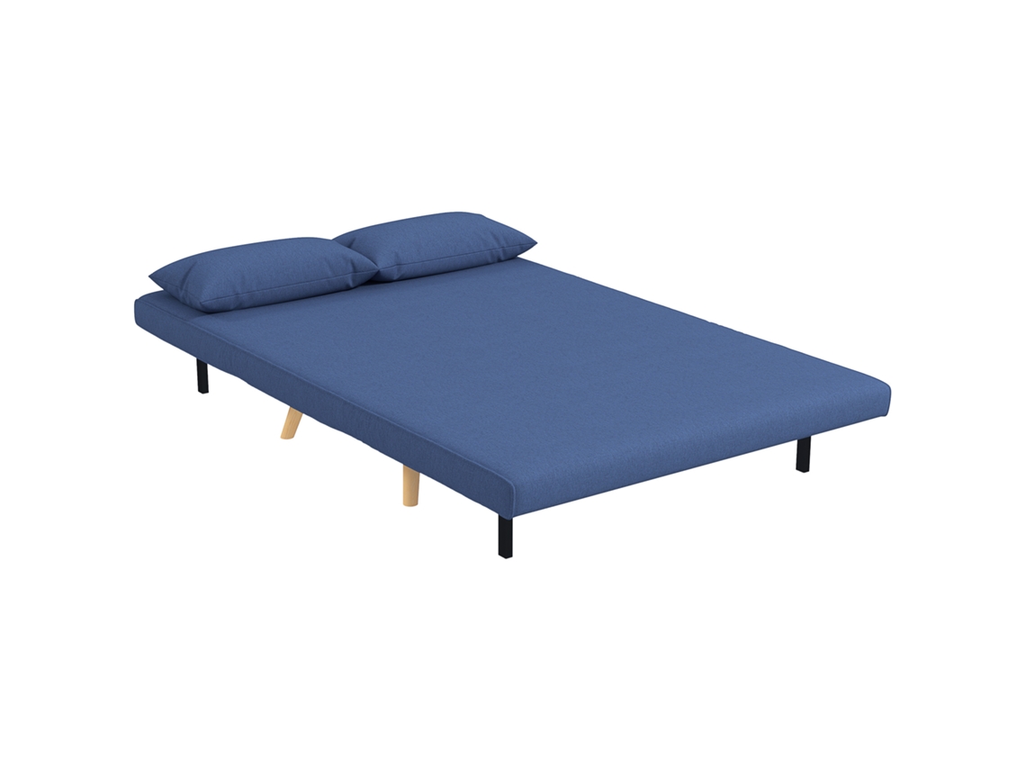Sofá cama 2 Lugares Azul Escuro, 120x75x85 Cm, Estilo Linho, Encosto 5 Posições, 2 Travesseiros | S/MARCA