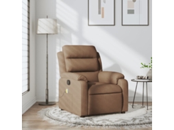 Vidaxl Poltrona De Massagens Reclinável Tecido Castanho