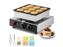 Máquina De Panquecas Mini Inox Com 9 Moldes, Dorayaki 850w Antiaderente, Fácil Limpeza Tekmaquinas