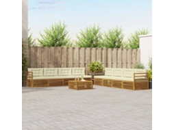 Vidaxl Conjunto De Sofás Para Exterior 9 Unid. Natural E Creme