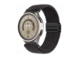 Pulseira Esportiva Elástica E Respirável Em Nylon Trançado Com Fecho Magnético Para Huawei Gt6 Gt5 Samsung Watch7, Preta