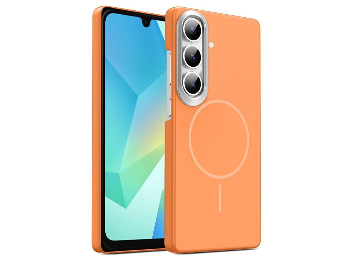 Capa Para Samsung Galaxy A16 5g Fina Circular Magsafe À Prova De Choque Dourada Em Policarbonato Laranja
