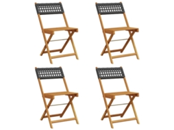 Maison Exclusive - Cadeiras Jardim Dobráveis 4 Pcs Vime Pe/madeira Maciça Preto