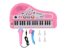 Mali piano Elétrico Infantil 37 Teclas com Microfone Brinquedo Educativo Musical Rosa
