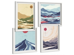 Quadros Decorativos Para Parede Figuras Abstratas Em Tons Pastel Moldura Branca Fotos Para O Escritório Espelharte (conjunto De 4 Imagens)