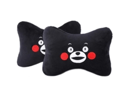 2026 almohada Cervical para Coche, Almohada Suave Con Diseño Cartoon, para Coche Hogar Oficina Viajes, 2 Piezas (negro)