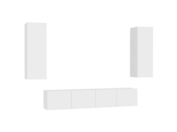 4 Pcs Conjunto de Móveis de Tv Contraplacado Branco MAISON EXCLUSIVE