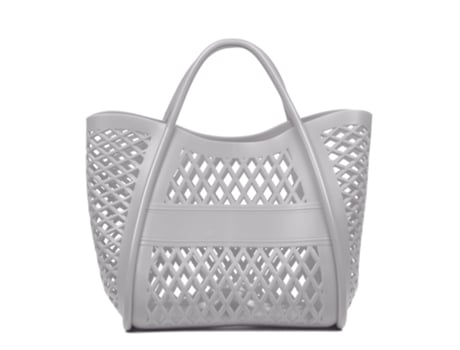 Bolsa Unissexo Libelulla Villamar Shopper Cesta Perfurado Design Pvc Cinzento (28)